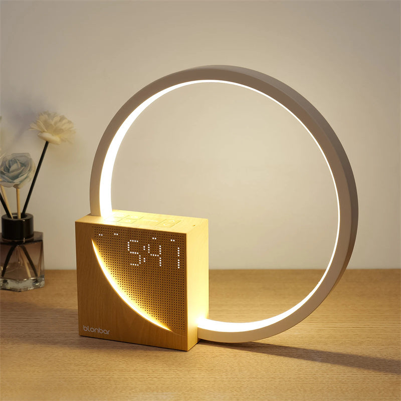 Bedside Lamp Touch Table Lamp With Natural Sounds, Desk Lamp With Alarm Clock, Touch Control 3 Levels Brightness Home Decor - Nyaabs