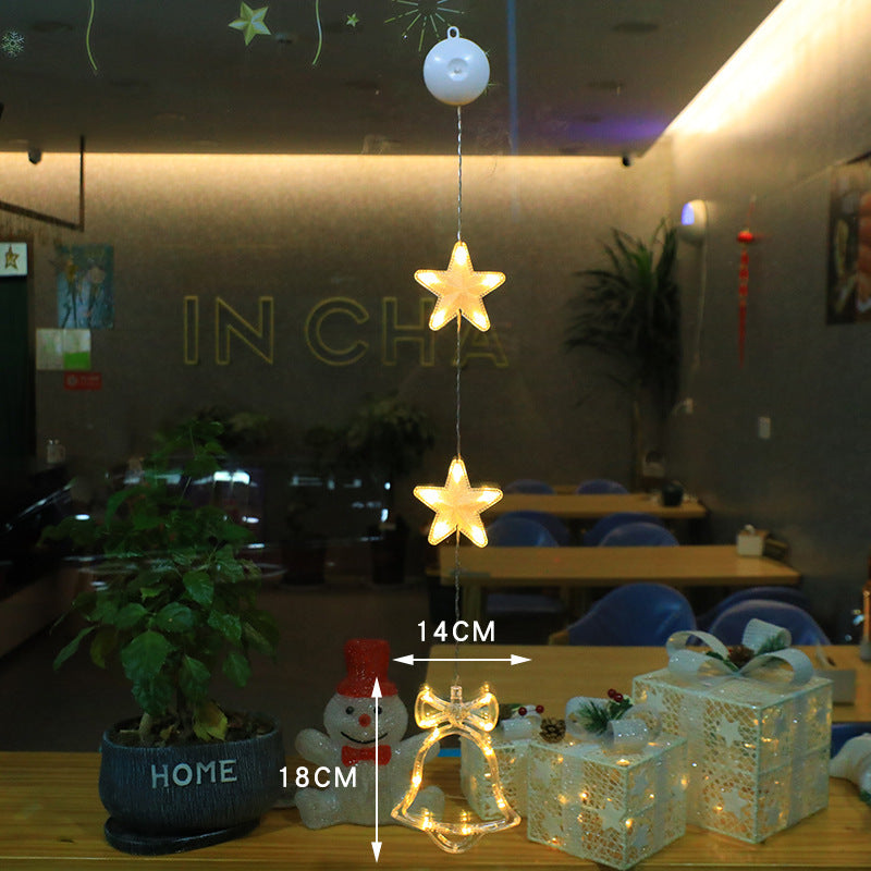 Christmas 3pcs LED Light Star Xmas Tree Hanging Sucker Lamp Window Ornaments Decoration For Home Xmas Navidad New Year Decor Christmas Decorations - Nyaabs