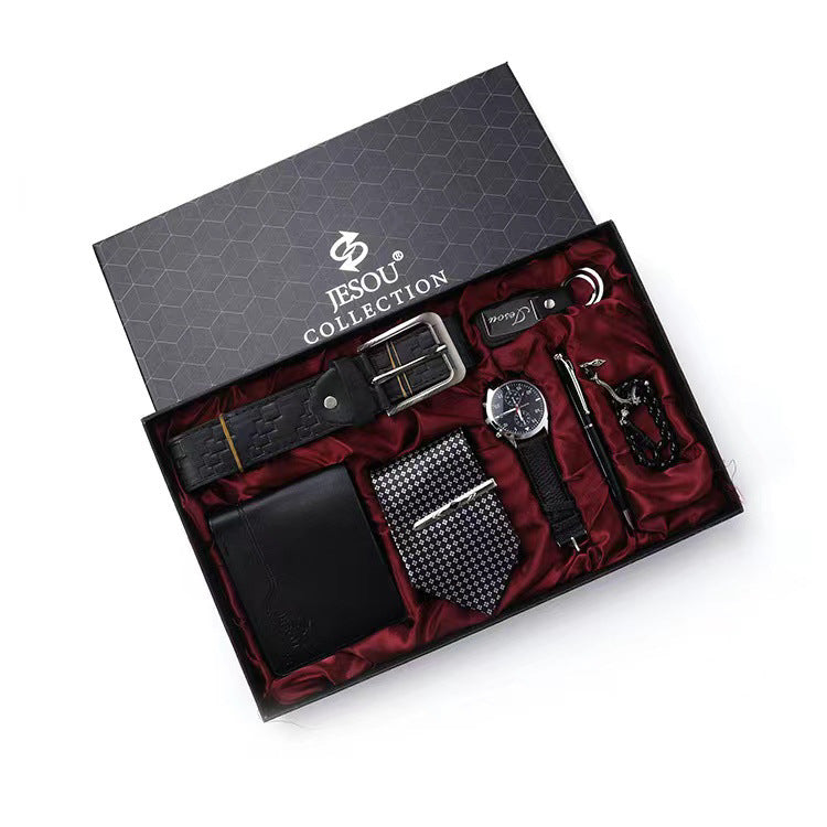 Men's Gift Suit Exquisite Packaging Watch Belt Tie Wallet Simple Combination Suit - Nyaabs