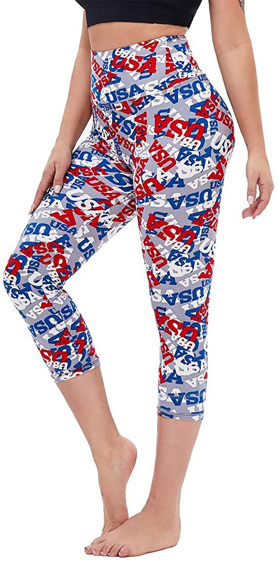 Slimming Cropped Pants High Waist Print Leggings - Nyaabs