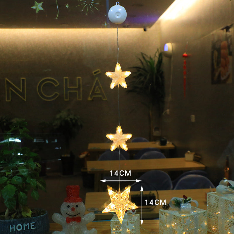 Christmas 3pcs LED Light Star Xmas Tree Hanging Sucker Lamp Window Ornaments Decoration For Home Xmas Navidad New Year Decor Christmas Decorations - Nyaabs