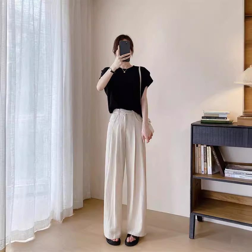 Tencel Linen Wide-leg Pants Thin High Waist Casual Sun-proof Cotton Linen Straight Trousers nyaabs.com