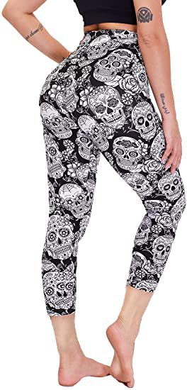 Slimming Cropped Pants High Waist Print Leggings - Nyaabs