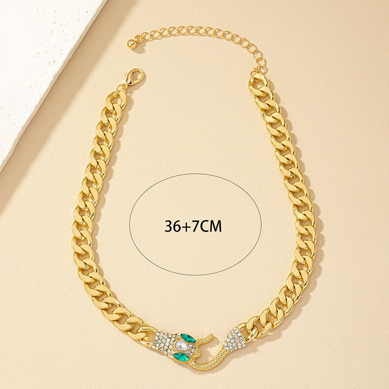 European And American Snake-shaped Metal Chain Necklace Clavicle Chain Ins Hip Hop - Nyaabs