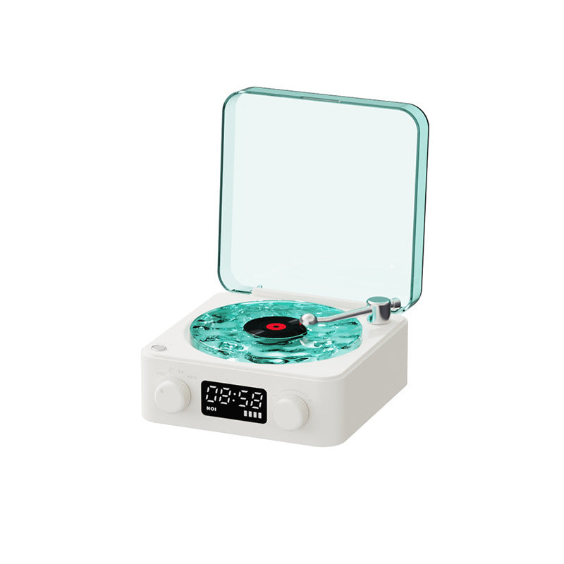 Retro Turntable Speaker Wireless Bluetooth 5.0 Vinyl Record Player Stereo Sound With White Noise RGB Projection Lamp Effect - Nyaabs