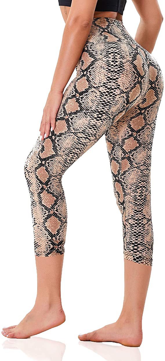 Slimming Cropped Pants High Waist Print Leggings - Nyaabs