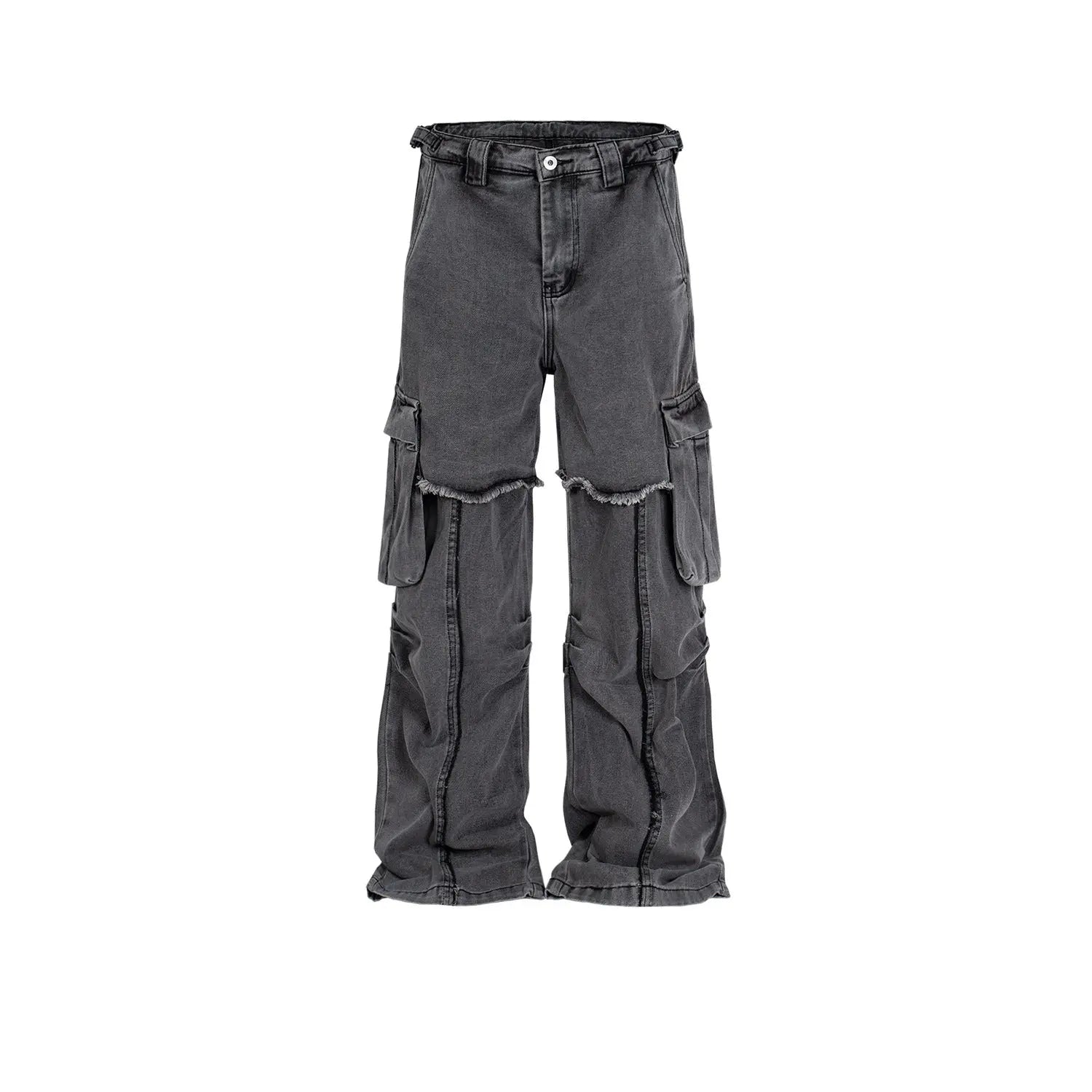 Men's Double Layer Stitching Ruffle Straight-leg Trousers - Nyaabs