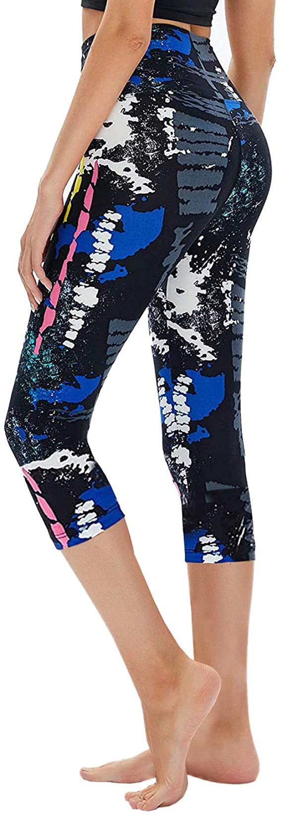 Slimming Cropped Pants High Waist Print Leggings - Nyaabs