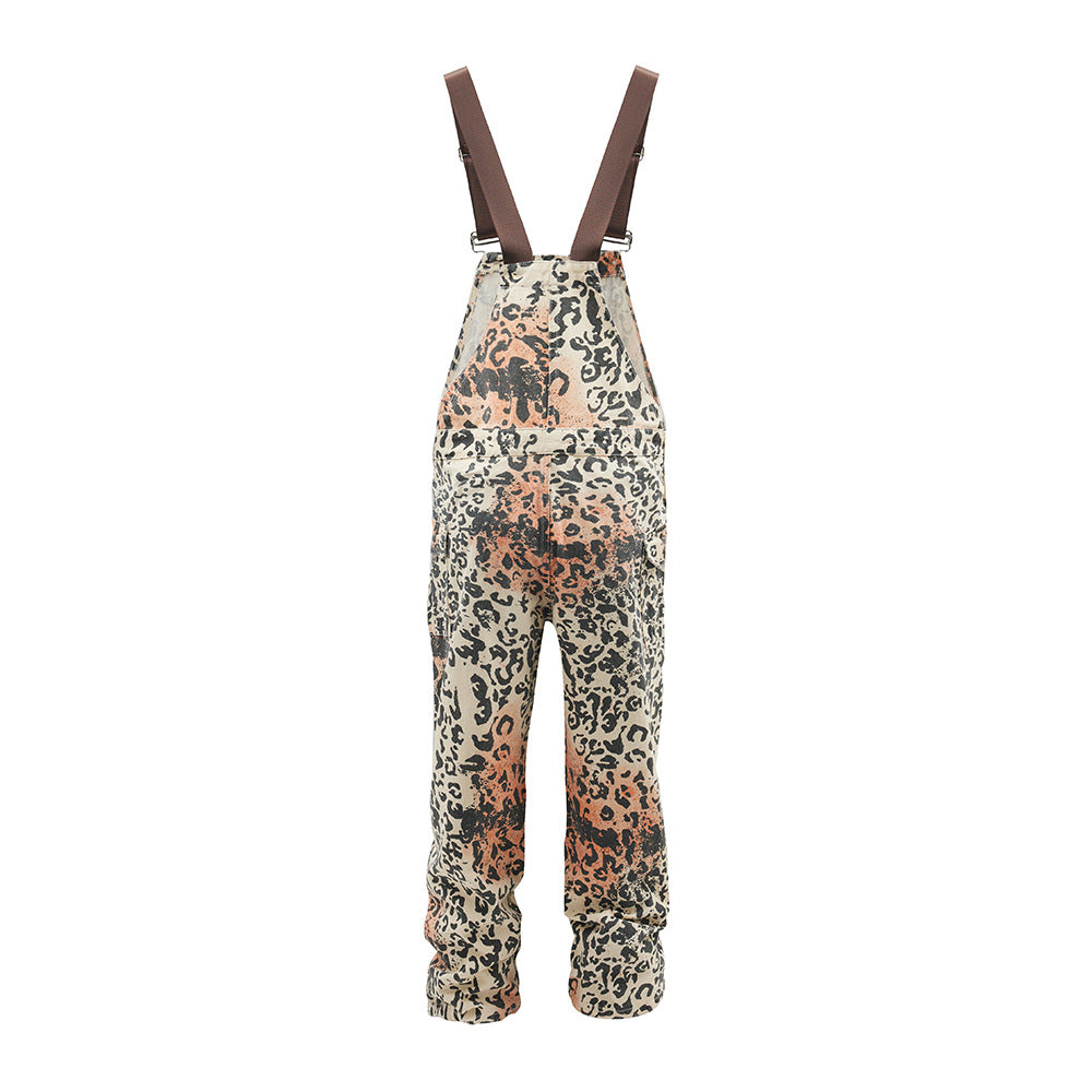 Spray Paint Dirty Loose Straight Trousers Cargo Overalls - Nyaabs