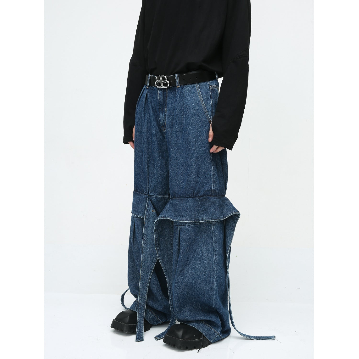 American Niche Deconstructed Design Loose Washed-out Jeans - Nyaabs