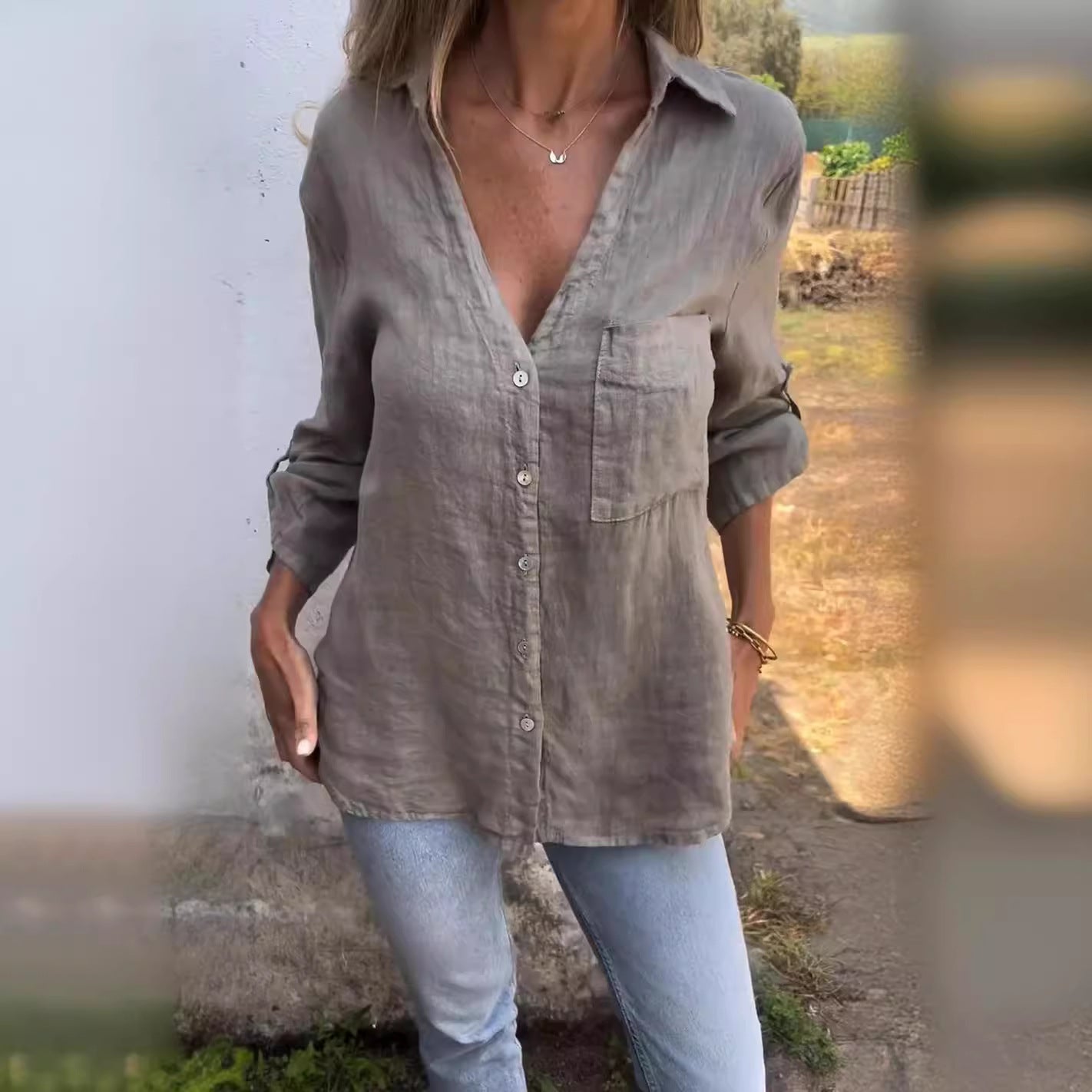 Summer Women's Solid Color Simple Shirt nyaabs.com