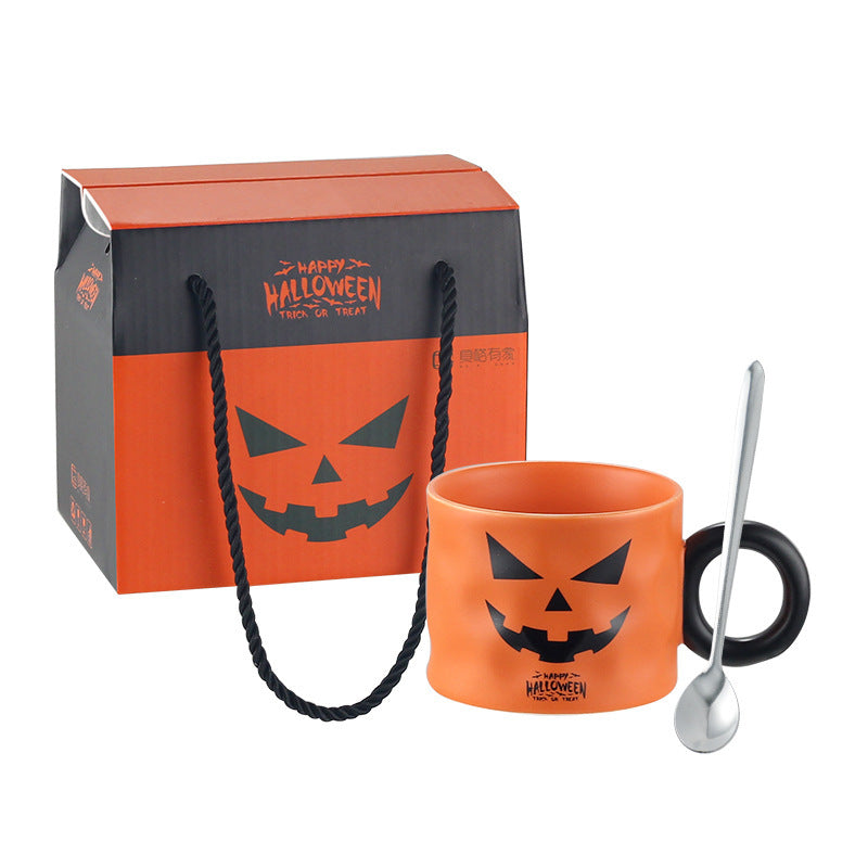 Pumpkin Ceramic Cup Party Favor Ceramic Cups With Handle Portable Cute Halloween Gift Mug Durable Halloween Party Supplies - Nyaabs