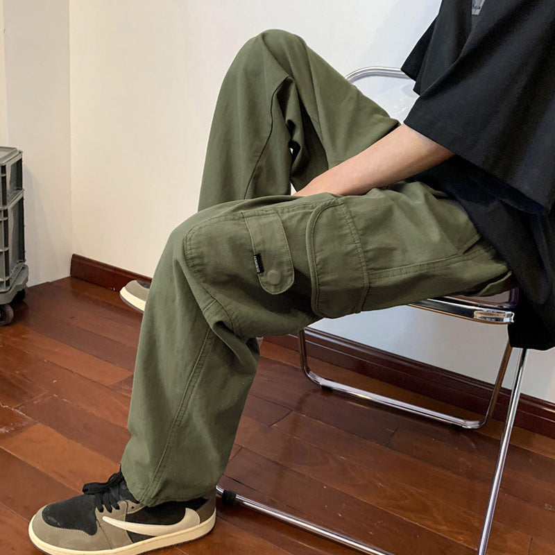 Army Green Overalls Men's Summer Thin Straight Japanese Pants nyaabs.com