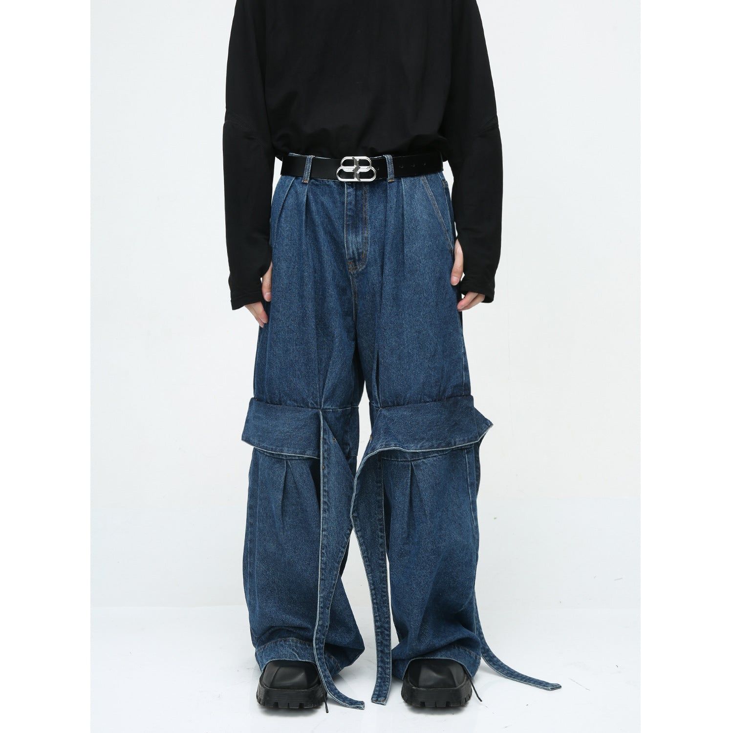 American Niche Deconstructed Design Loose Washed-out Jeans - Nyaabs