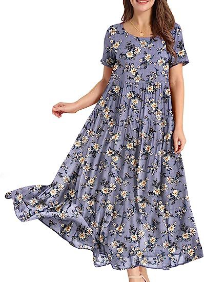 Casual And Comfortable Pleated Loose Floral Dress nyaabs.com