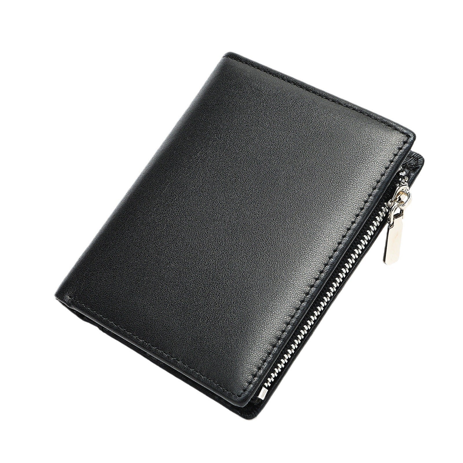 Handmade Cowhide Wallet Men's Top Layer Leather Zipper Anti-theft Swiping Large Capacity - Nyaabs