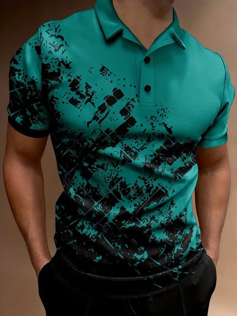 Men's Print Breathable Fashion Polo Shirt Top - Nyaabs