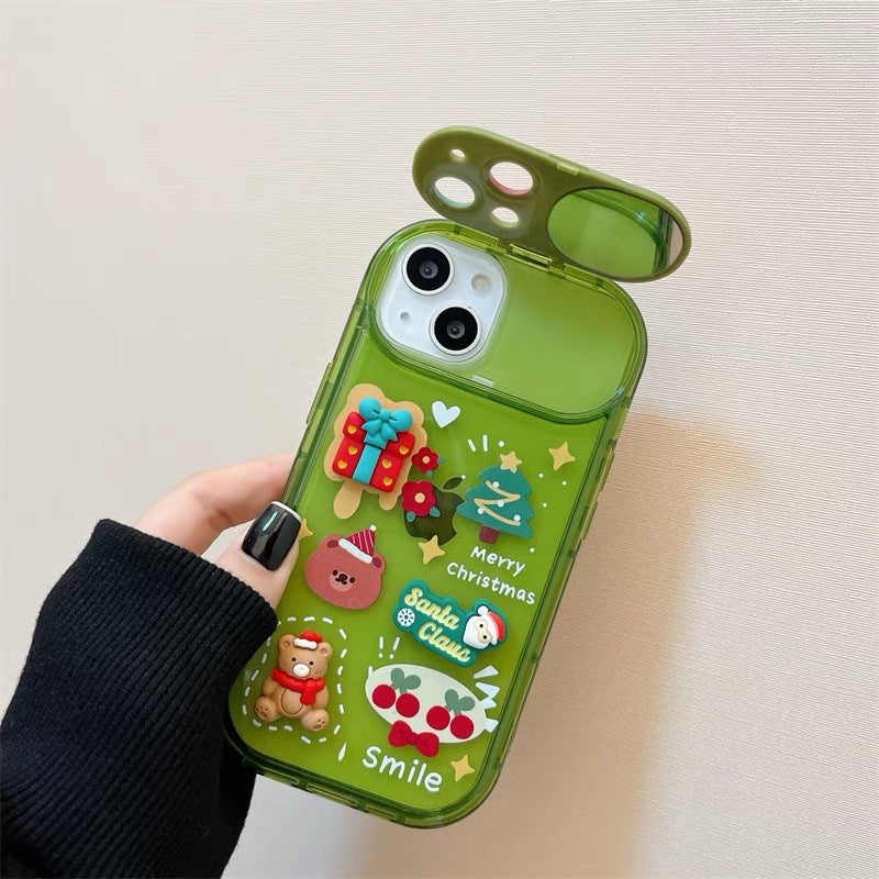 Xmas Santa Claus Cute Elk Hat Pendant Flip Christmas Phone Case For I Phone 15 14 13 12 11 Pro Max Pro Silicone Protection Cover - Nyaabs