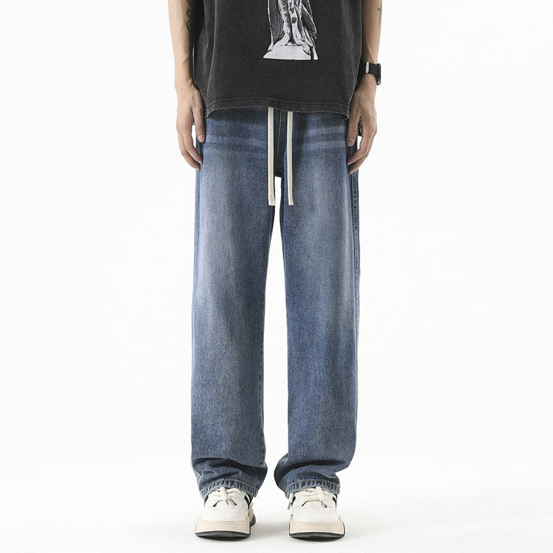 Men's Loose Straight Elastic Waist Wide Leg Casual Trousers - Nyaabs