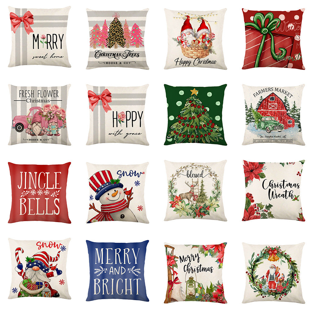 Christmas Decorations Pillow Covers Sofa Square Throw Pillow Cases Stamping Snowflake Waist Cushion Cover Home Bed Decor - Nyaabs