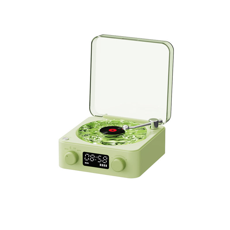 Retro Turntable Speaker Wireless Bluetooth 5.0 Vinyl Record Player Stereo Sound With White Noise RGB Projection Lamp Effect - Nyaabs