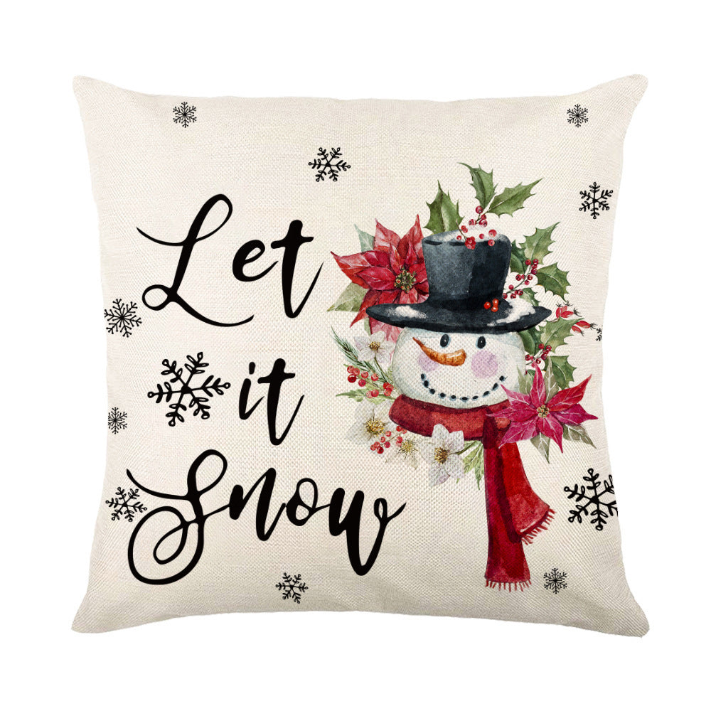 Christmas Decorations Pillow Covers Sofa Square Throw Pillow Cases Stamping Snowflake Waist Cushion Cover Home Bed Decor - Nyaabs