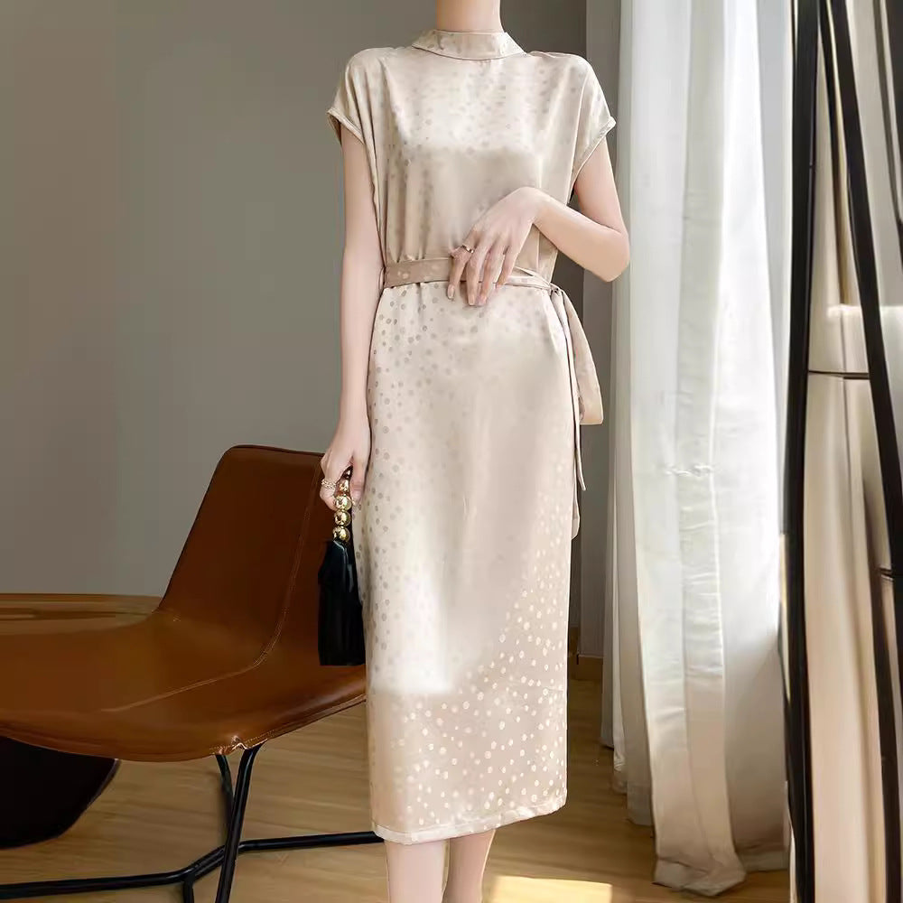 Dress Satin High-grade Polka Dot Half Turtleneck Acetic Acid nyaabs.com