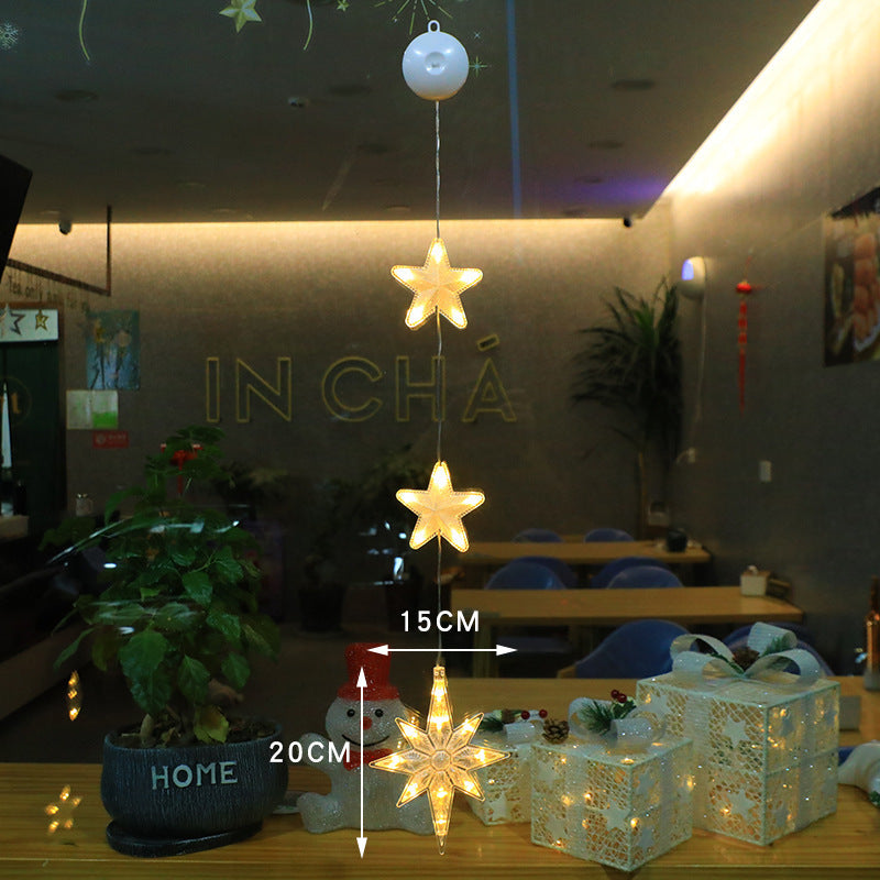 Christmas 3pcs LED Light Star Xmas Tree Hanging Sucker Lamp Window Ornaments Decoration For Home Xmas Navidad New Year Decor Christmas Decorations - Nyaabs