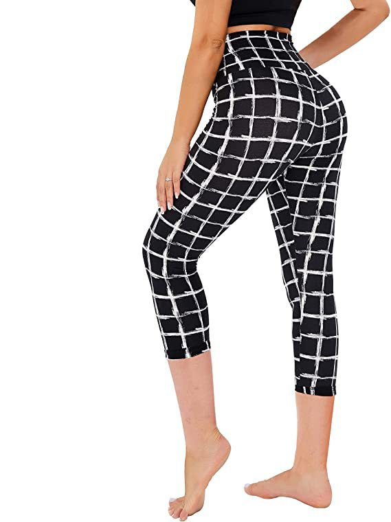 Slimming Cropped Pants High Waist Print Leggings - Nyaabs