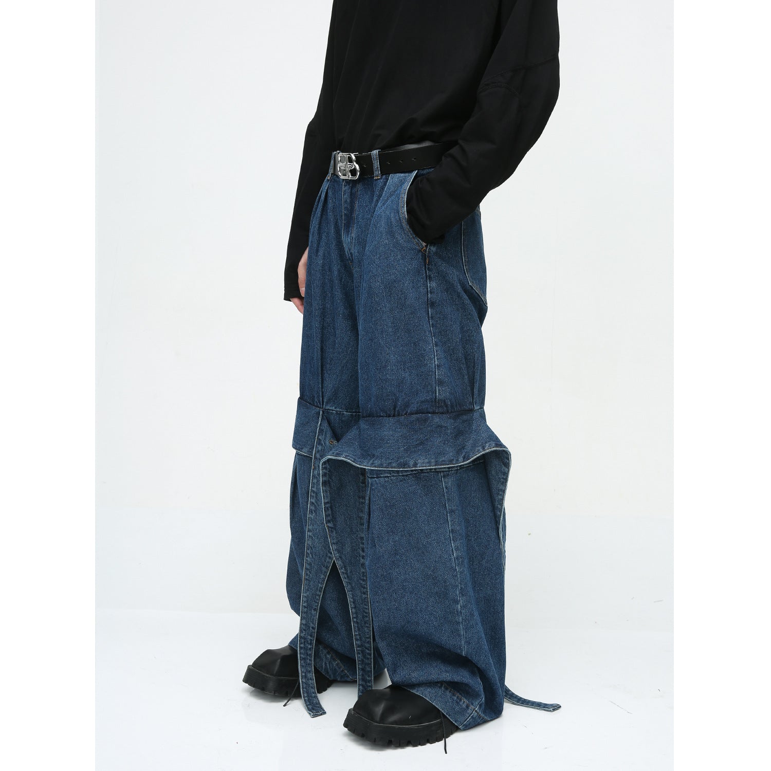 American Niche Deconstructed Design Loose Washed-out Jeans - Nyaabs