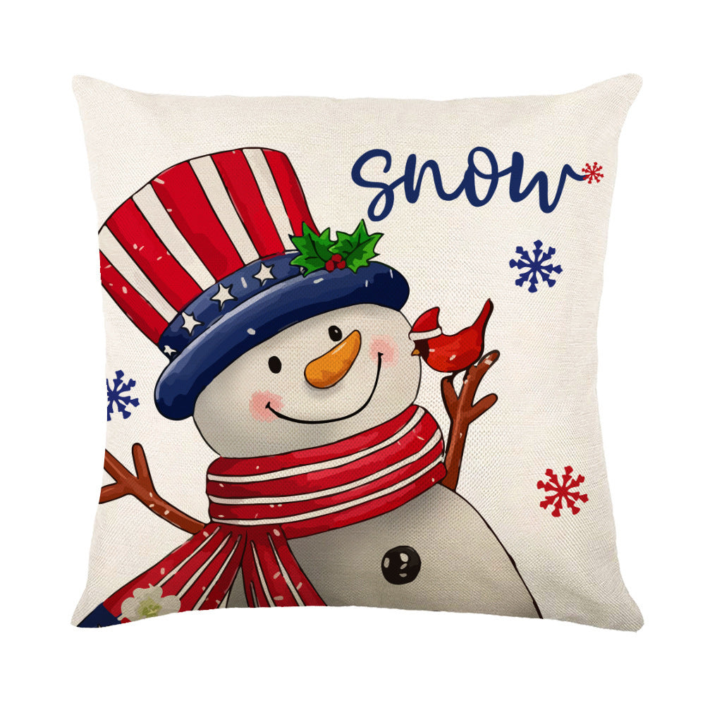 Christmas Decorations Pillow Covers Sofa Square Throw Pillow Cases Stamping Snowflake Waist Cushion Cover Home Bed Decor - Nyaabs