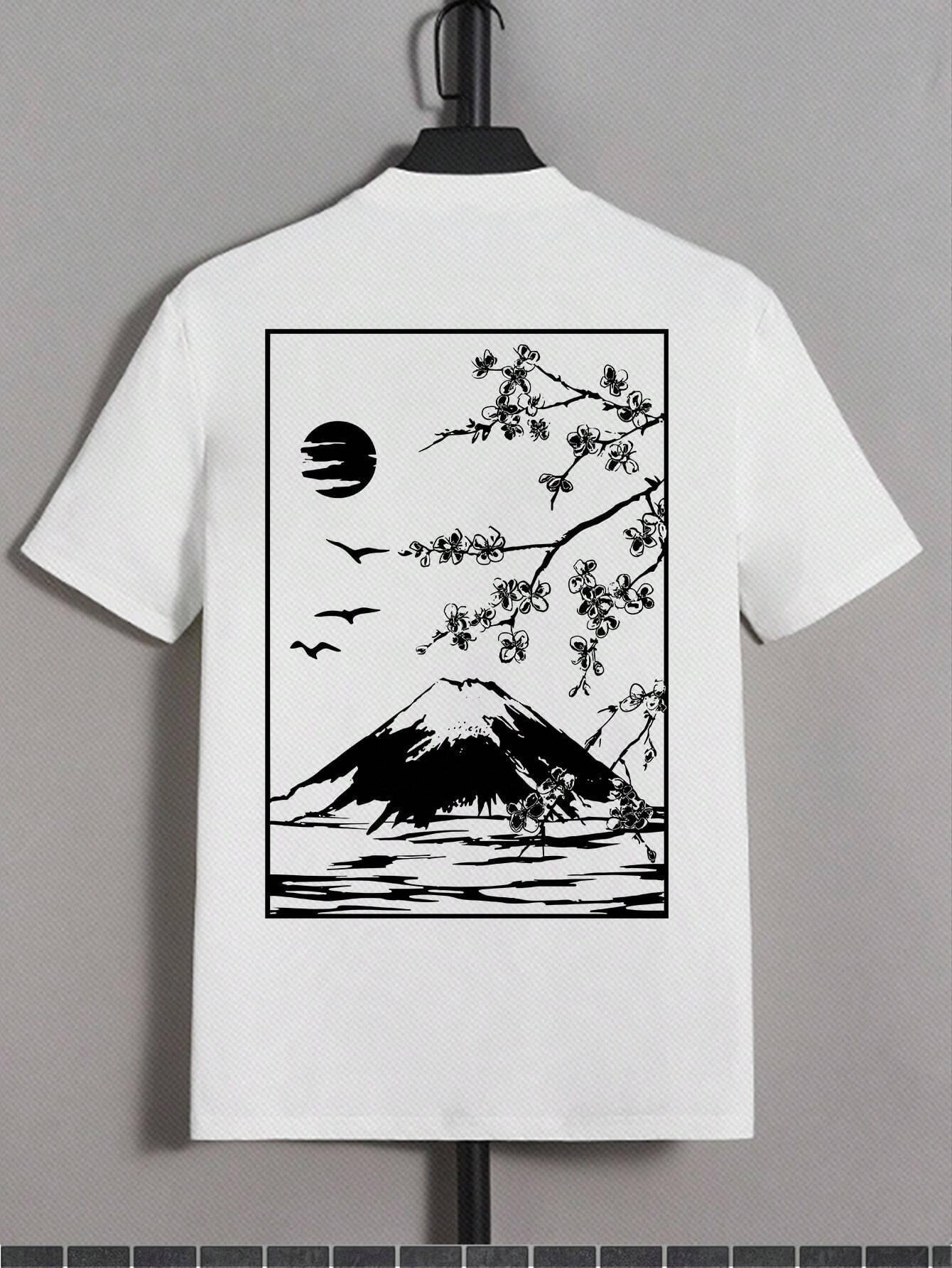 Tokyo Sakura Mount Fuji Business Card T Shirt Men Fashion Te - Nyaabs