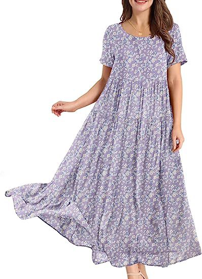 Casual And Comfortable Pleated Loose Floral Dress nyaabs.com