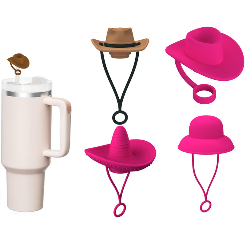 New Style Straw Covers Cap Novelty Sturdy Straw Toppers Reusable Cowboy Hat Shaped For Camping Home Hiking Picnic Kitchen - Nyaabs