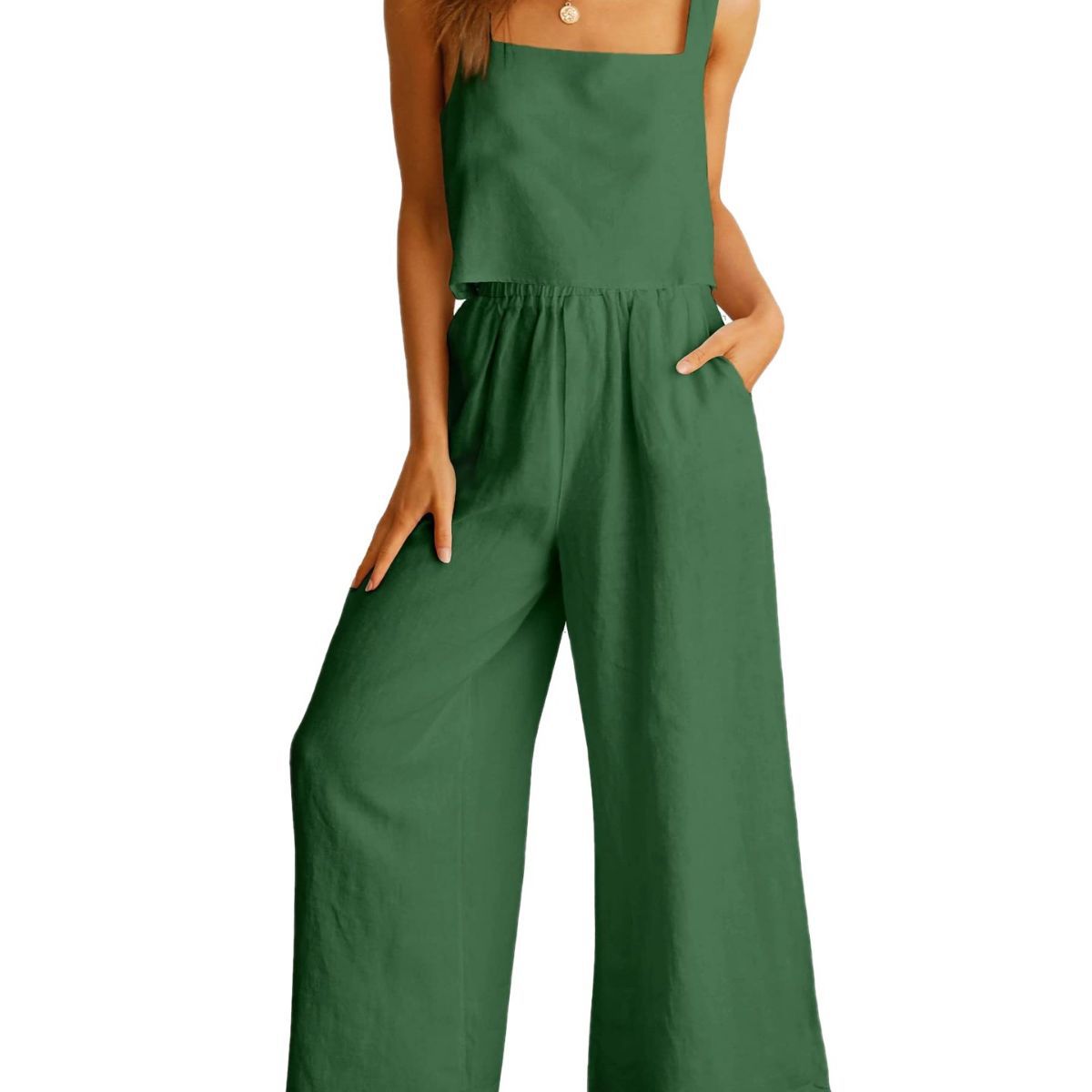 Sleeveless Camisole Wide Leg Pants Casual Suit - Nyaabs