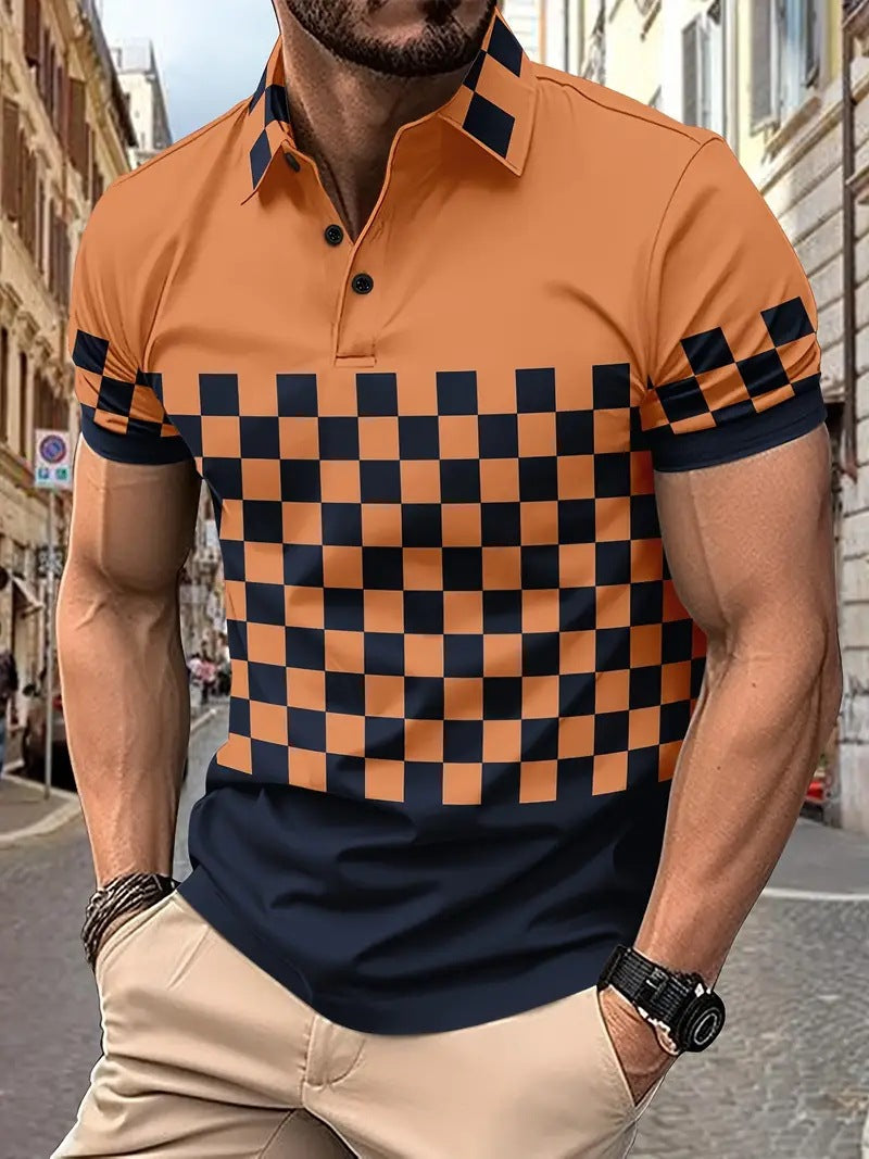 Men's Print Breathable Fashion Polo Shirt Top - Nyaabs