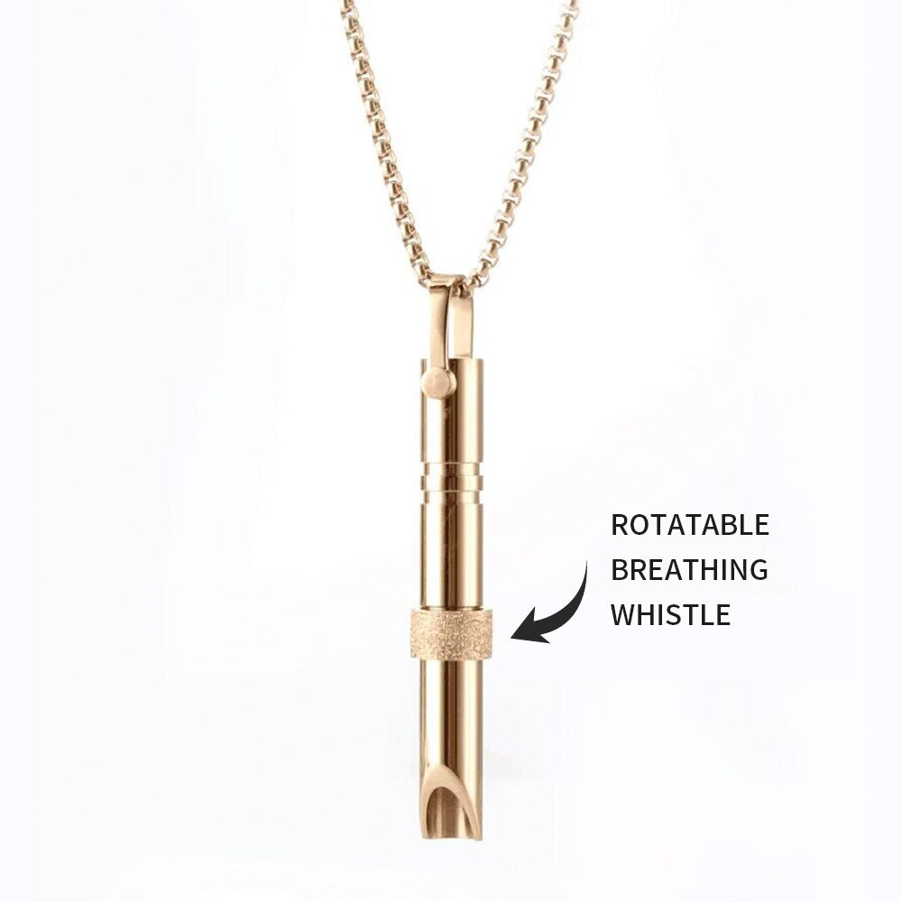 Couple Stainless Steel Mindfulness Breathing Necklace For Women Men Anxiety Relief Pendant Stress Panic Attack Relief Meditation - Nyaabs