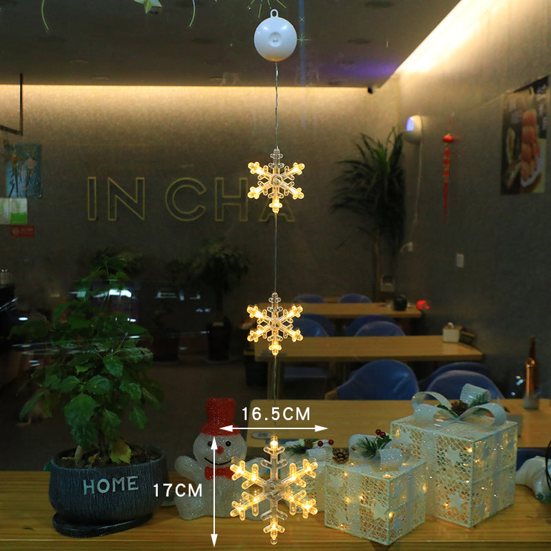 Christmas 3pcs LED Light Star Xmas Tree Hanging Sucker Lamp Window Ornaments Decoration For Home Xmas Navidad New Year Decor Christmas Decorations - Nyaabs