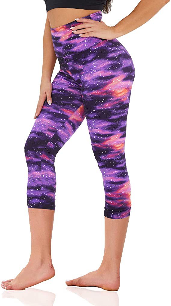 Slimming Cropped Pants High Waist Print Leggings - Nyaabs