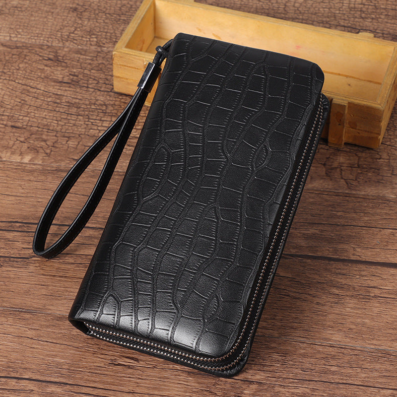 Men's Leather Long Zipper Multiple Card Slots Wallet - Nyaabs