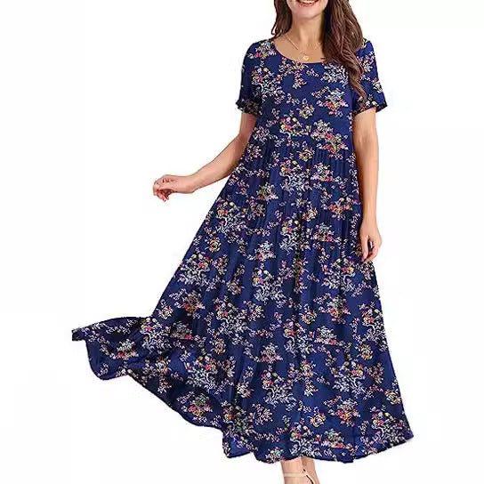 Casual And Comfortable Pleated Loose Floral Dress nyaabs.com