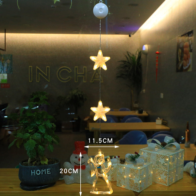 Christmas 3pcs LED Light Star Xmas Tree Hanging Sucker Lamp Window Ornaments Decoration For Home Xmas Navidad New Year Decor Christmas Decorations - Nyaabs