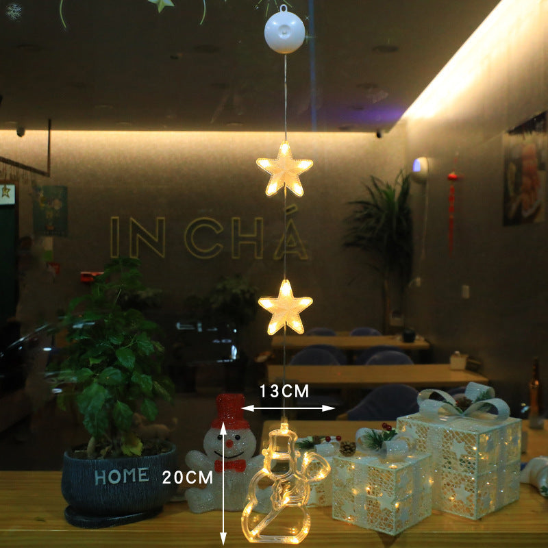 Christmas 3pcs LED Light Star Xmas Tree Hanging Sucker Lamp Window Ornaments Decoration For Home Xmas Navidad New Year Decor Christmas Decorations - Nyaabs