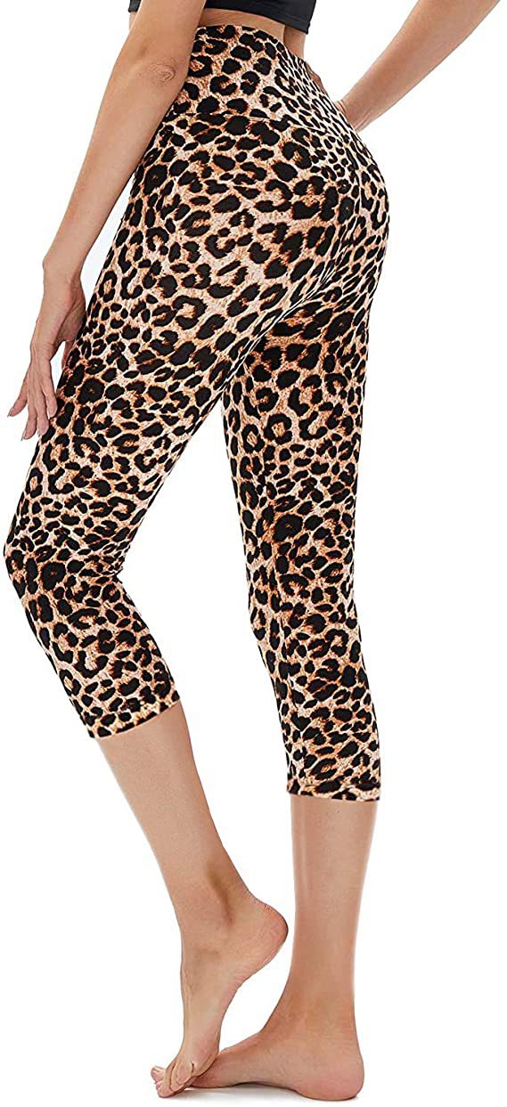 Slimming Cropped Pants High Waist Print Leggings - Nyaabs