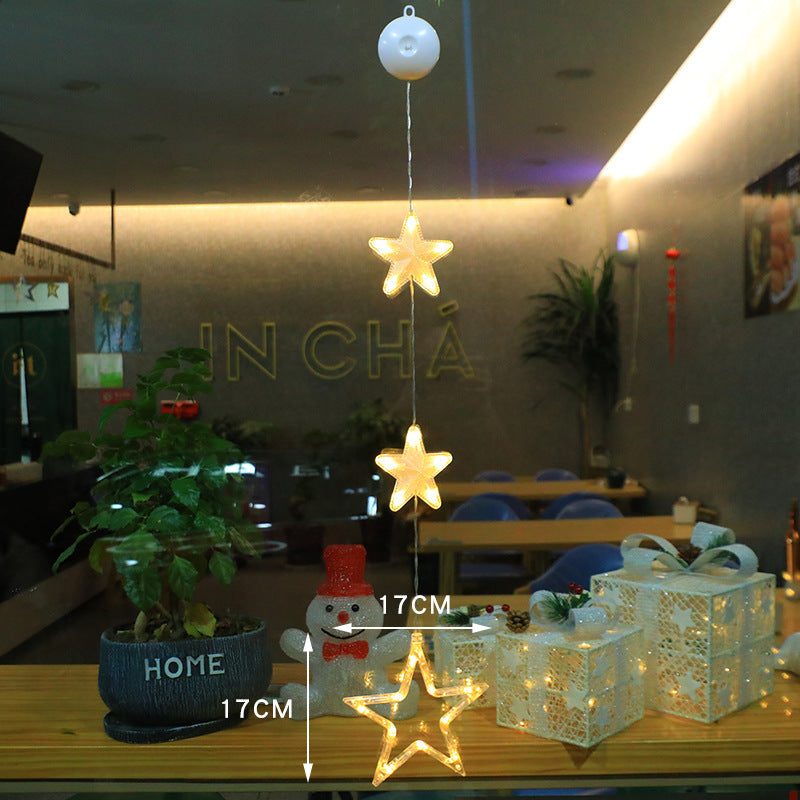 Christmas 3pcs LED Light Star Xmas Tree Hanging Sucker Lamp Window Ornaments Decoration For Home Xmas Navidad New Year Decor Christmas Decorations - Nyaabs