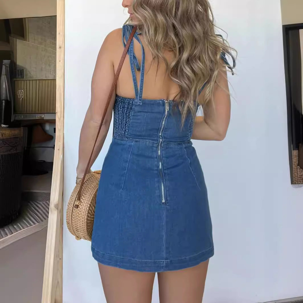 Fashion Slim Fit Slit Sling Denim Dress Women - Nyaabs