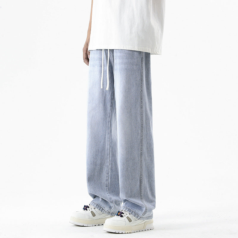 Men's Loose Straight Elastic Waist Wide Leg Casual Trousers - Nyaabs