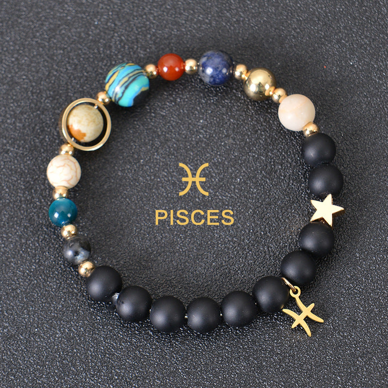 Eight Planets Twelve Constellations Bracelets Frosted Stone Beaded Bracelet nyaabs.com