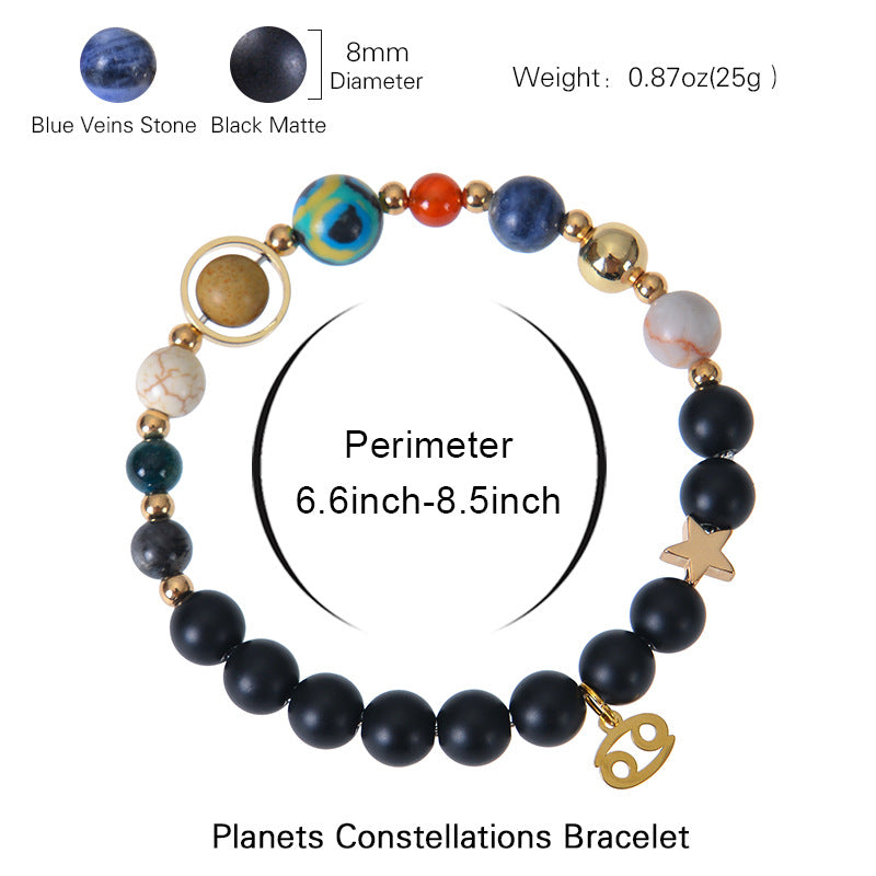 Eight Planets Twelve Constellations Bracelets Frosted Stone Beaded Bracelet nyaabs.com