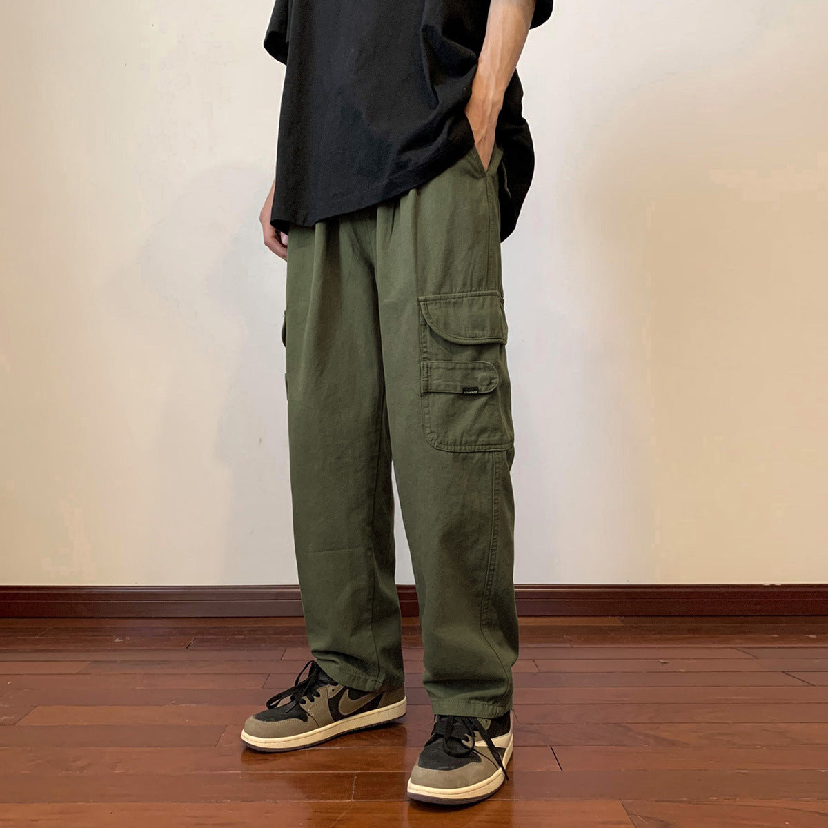 Army Green Overalls Men's Summer Thin Straight Japanese Pants nyaabs.com